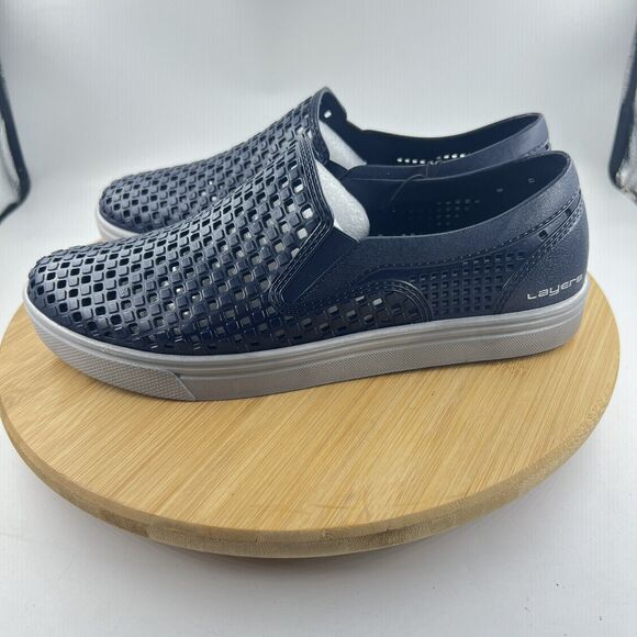 Layer 8 Men's Recovery Shoes Slip On Waterproof Sz 8.5 Blue Lightweight Comfort - Picture 1 of 6